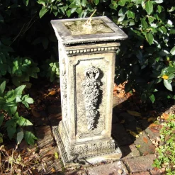 Floral Brass Stone Garden Sundial