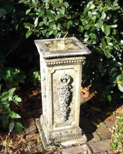 Floral Brass Stone Garden Sundial