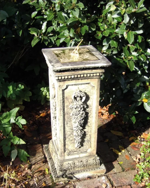 Floral Brass Stone Garden Sundial