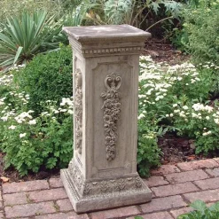 Floral Column Stone Garden Pedestal