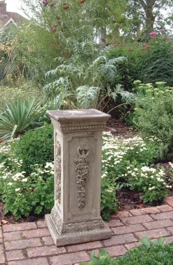 Floral Column Stone Garden Pedestal