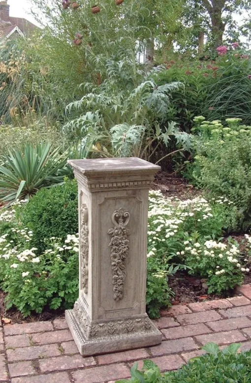 Floral Column Stone Garden Pedestal