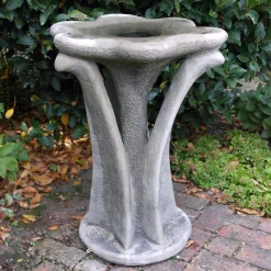 Flower Design Stone Garden Bird Bath