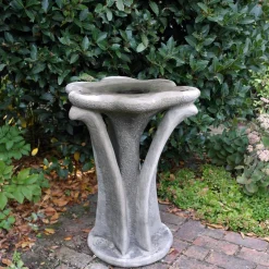 Flower Design Stone Garden Bird Bath