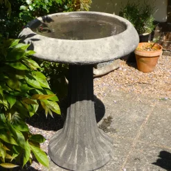 Fluted Modern Stone Garden Birdbath