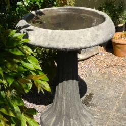 Fluted Modern Stone Garden Birdbath