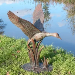 Flying Duck Bronze Metal Garden Ornament