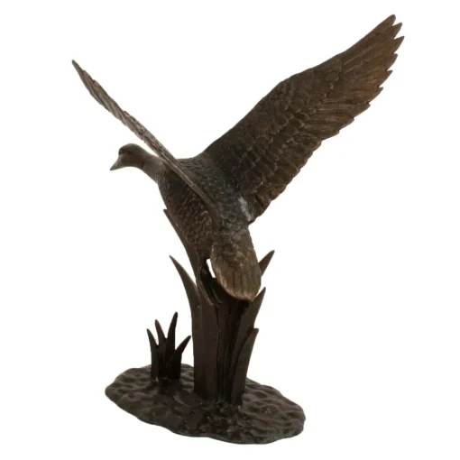 Flying Duck Bronze Metal Garden Ornament
