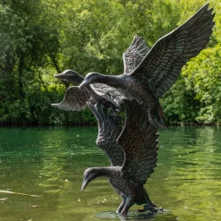 Flying Ducks 82cm Bronze Metal Garden Statue
