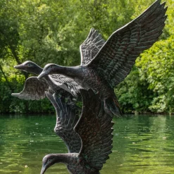 Flying Ducks 82cm Bronze Metal Garden Statue