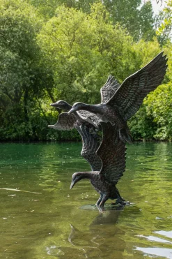 Flying Ducks 82cm Bronze Metal Garden Statue