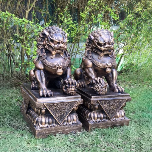 Foo Dogs 45cm Bronze Chinese Garden Statues