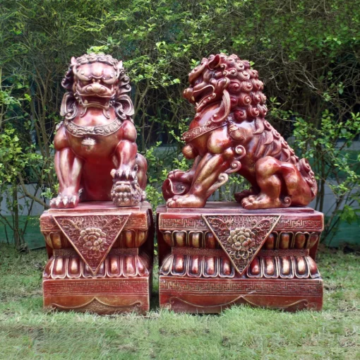 Foo Dogs 45cm Red Chinese Garden Statues