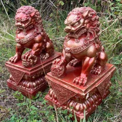 Foo Dogs 45cm Red Chinese Garden Statues