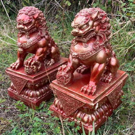 Foo Dogs 45cm Red Chinese Garden Statues