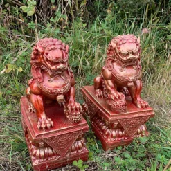 Foo Dogs 45cm Red Chinese Garden Statues