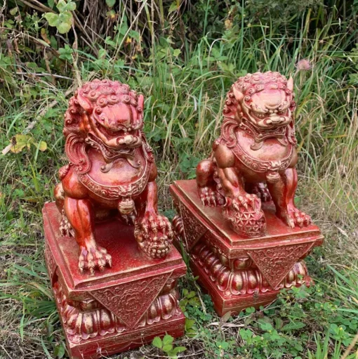 Foo Dogs 45cm Red Chinese Garden Statues