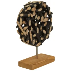 Forest Orb 35cm Black Wood Indoor Sculpture