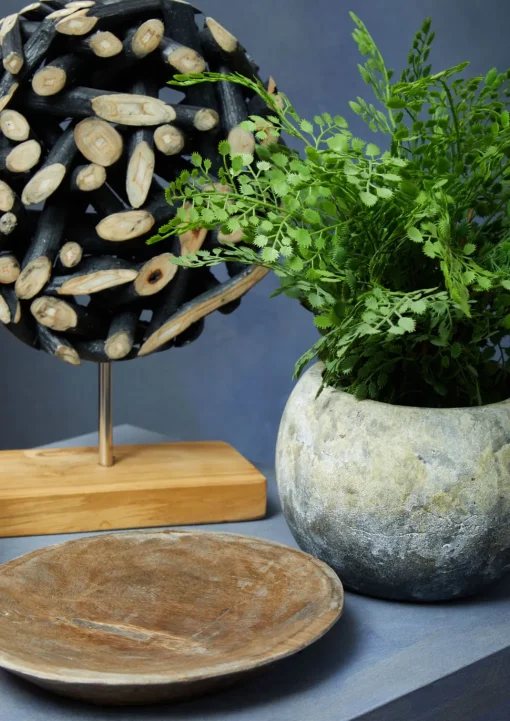 Forest Orb 35cm Black Wood Indoor Sculpture