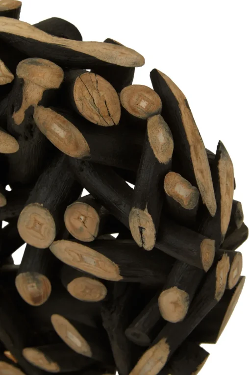 Forest Orb 35cm Black Wood Indoor Sculpture