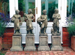 Four Seasons Children Stone Garden Statues on Pedestals