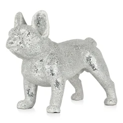 French Bulldog 38cm Silver Resin Indoor Sculpture