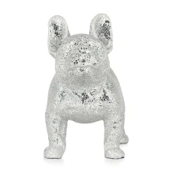 French Bulldog 38cm Silver Resin Indoor Sculpture