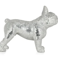 French Bulldog 38cm Silver Resin Indoor Sculpture