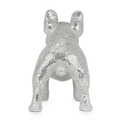 French Bulldog 38cm Silver Resin Indoor Sculpture