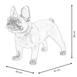 French Bulldog 38cm Silver Resin Indoor Sculpture