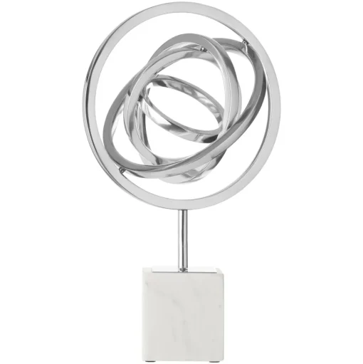 Galactic Sphere 43cm Silver Metal Indoor Sculpture