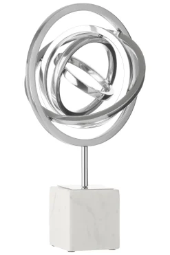 Galactic Sphere 43cm Silver Metal Indoor Sculpture