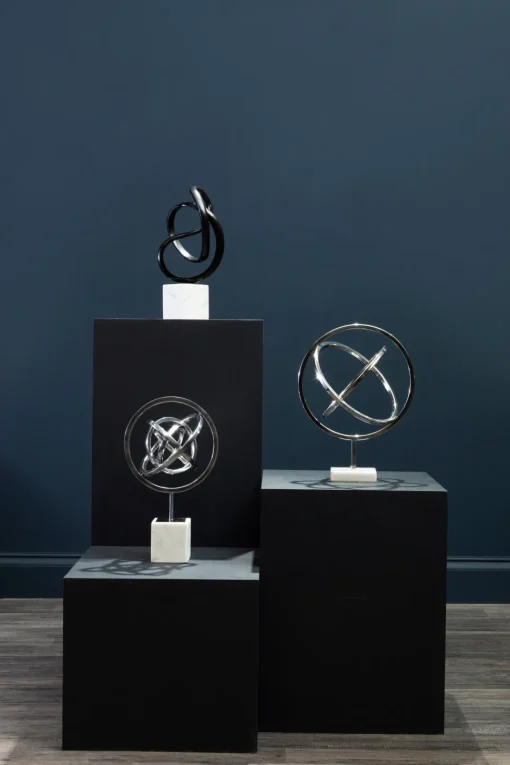Galactic Sphere 43cm Silver Metal Indoor Sculpture