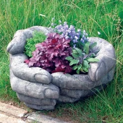 Giant Cupped Hands Stone Garden Planter