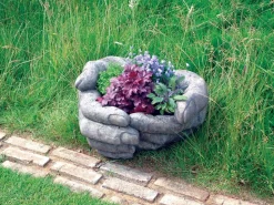 Giant Cupped Hands Stone Garden Planter