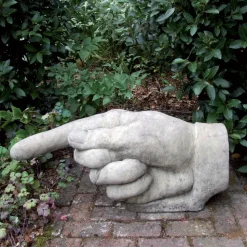 Giant Hand Pointing Left Stone Garden Statue