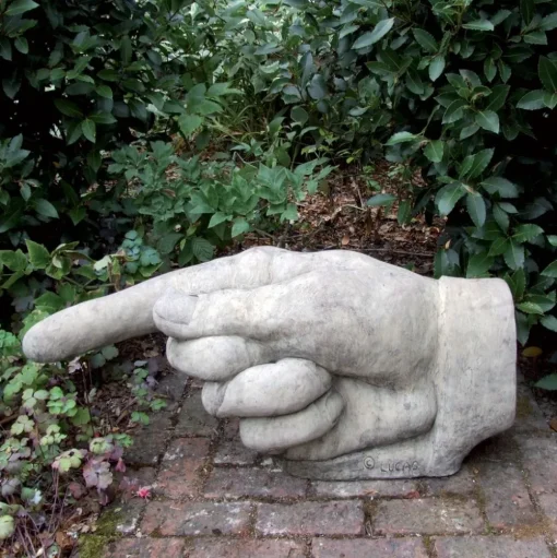 Giant Hand Pointing Left Stone Garden Statue