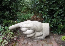 Giant Hand Pointing Left Stone Garden Statue