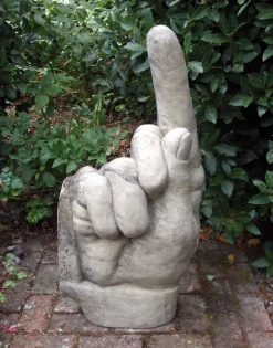 Giant Hand Pointing Up Stone Garden Statue