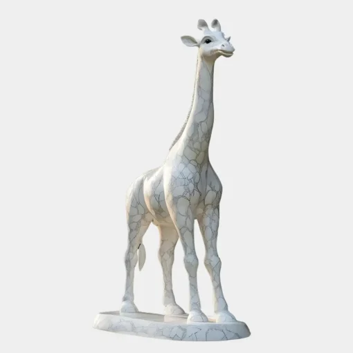 Gigantic Giraffe 350cm White Marble Garden Statue v5