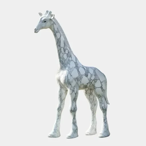 Gigantic Giraffe 350cm White Marble Garden Statue v1