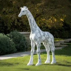Gigantic Giraffe 350cm White Marble Garden Statue v1