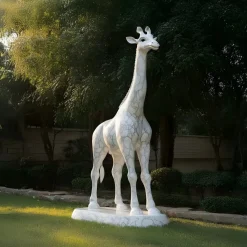 Gigantic Giraffe 350cm White Marble Garden Statue v5