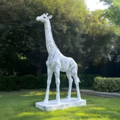 Gigantic Giraffe 350cm White Marble Garden Statue v6