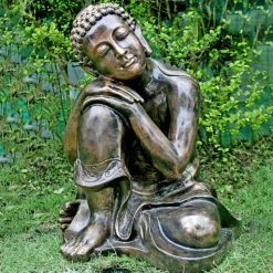 Gold Sleeping Deity Marble Resin Garden Ornament