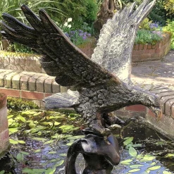 Golden Eagle on Wave Bronze Garden Statue