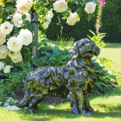 Golden Retriever Dog Bronze Metal Garden Statue