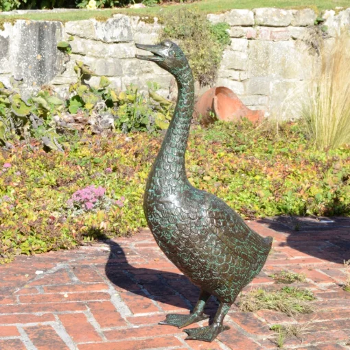 Goose 66cm Bronze Metal Garden Ornament