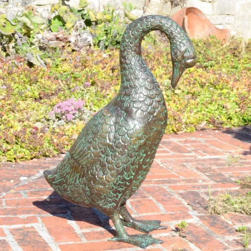 Goose 55cm Bronze Metal Garden Ornament