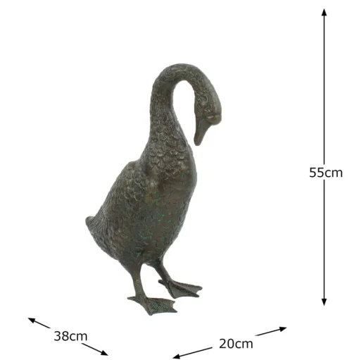 Goose 55cm Bronze Metal Garden Ornament